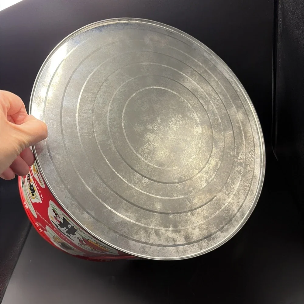 Pretzel Tin & Tray Dutch Red Vtg Farmhouse Boho Cottage Amish Storage Container